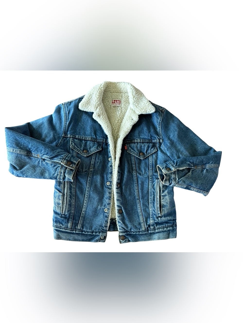 Levi’s Vintage 80s Sherpa Lined Denim Trucker Jacket Made In USA 36R Small